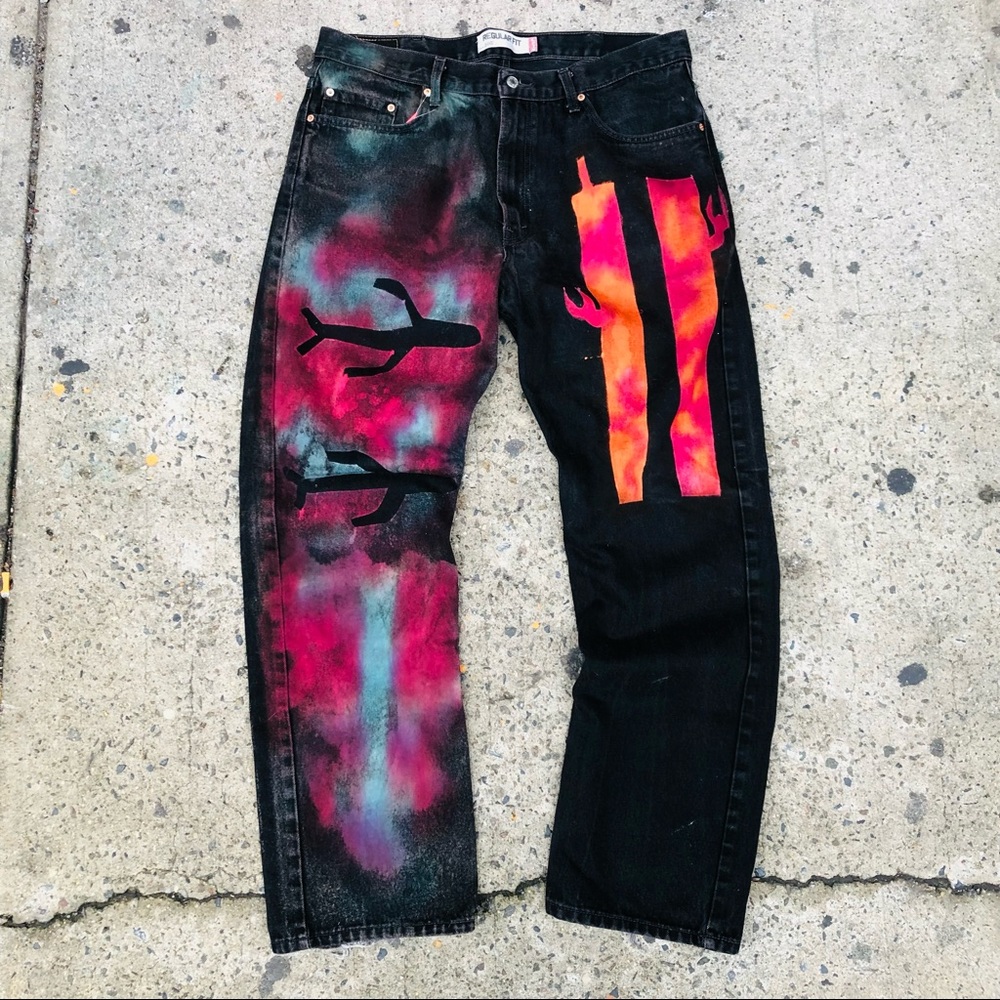 Tye dyed denim twin towerrs